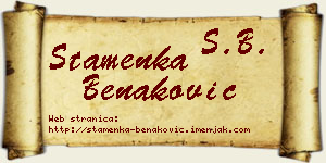 Stamenka Benaković vizit kartica